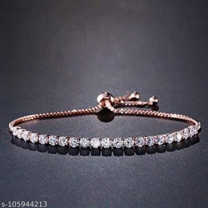 19 J Jewels Exclusive Crystal Fancy Collection Copper Plated Rose Gold Stylish Bracelet For Women And Girls