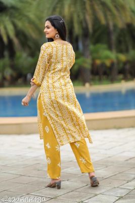 Cotton Kurtis Womens Printed Cotton Kurti Set Kurta Set
