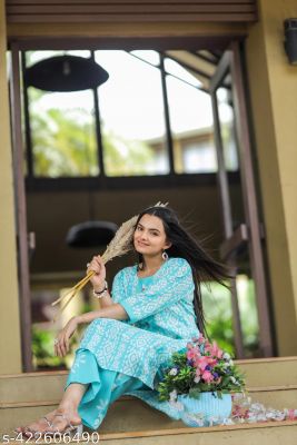 Cotton Kurtis Womens Printed Cotton Kurti Set Kurta Seta