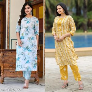 Cotton Printed Kurta Set For Women Combo Of 2