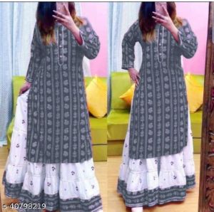 Latestpritned High Damandable Kurti With Skirt
