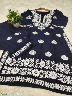 Modal Chikankari Kurti And Plazoo