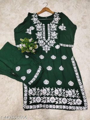 Modal Chikankari Kurti And Plazoo