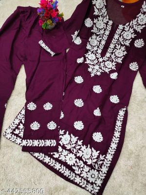 Modal Chikankari Kurti And Plazoo