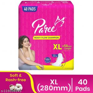 Paree Soft Rash Free 280mm Xl Sanitary Pads With 3 Seconds Absorption For Heavy Flow 40 Pads