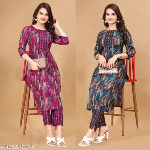 Printed Kurta Set For Women Pack Of 2