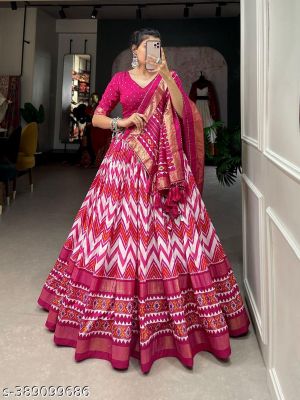 Silk Lehnga Choli And Dupatta Wirth Blouse Pis Unstich