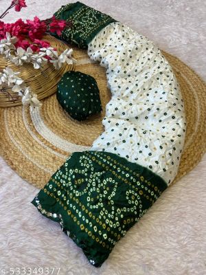 Trendy Mirror Border Bandhani Saree
