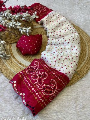 Trendy Mirror Border Bandhani Saree