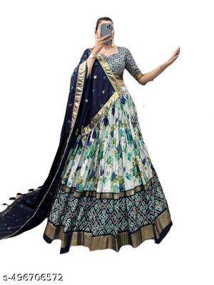 Womens Collection Dolla Silk Lehenga Choli Patola Print With Foil Work With Unstitched Blouse
