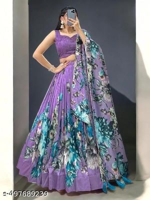 Womens Collection Dolla Silk Lehenga Choli Patola Print With Foil Work With Unstitched Blouse