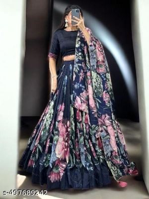 Womens Collection Dolla Silk Lehenga Choli Patola Print With Foil Work With Unstitched Blouse