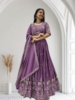 Womens Collection Elephant Design Lehenga Choli Embrodered Work With Unstitched Blouse