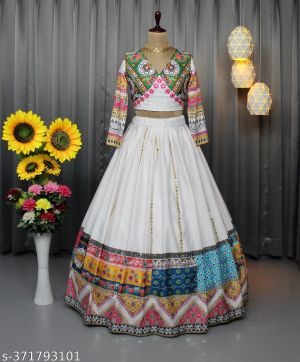 Womens Designer Mirror Work Lahenga Choli With Dupatta