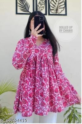 Womens Rayon Jaipuri Printed Kurti