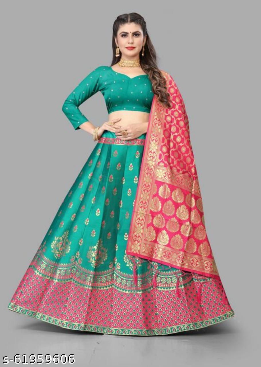 Buy Teal Green N Pink Embroidered Lehenga Set Festive Wear Online at Best  Price | Cbazaar