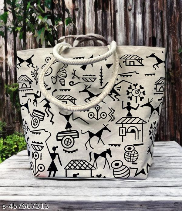 Ancient Print Canvas Tote Bag Stylish Eco Friendly Carryall