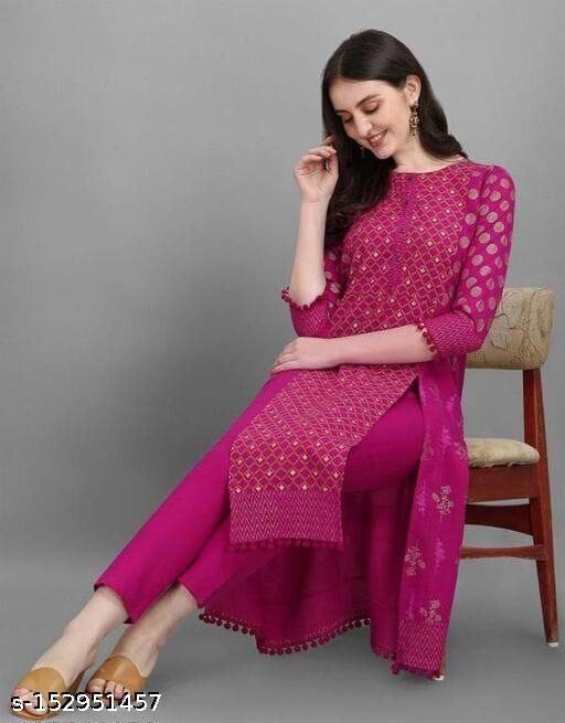 Azreen Pink Beautiful Gold And Pigment Printed Kurta Pants Set