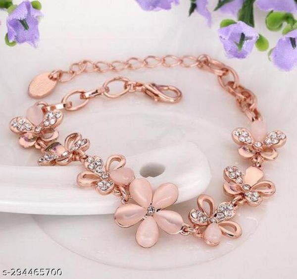 Beautiful Rose Gold Plated Shiny Crystal Charm Bracelet For Girls And Women Charm Bracelet Bracelet Golden Bracelet For Girls