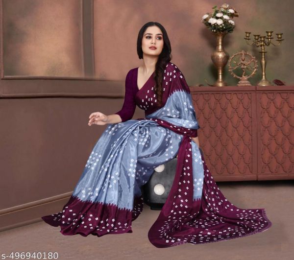 Best Chiffon Silk Bandhani Daily Wear Saree