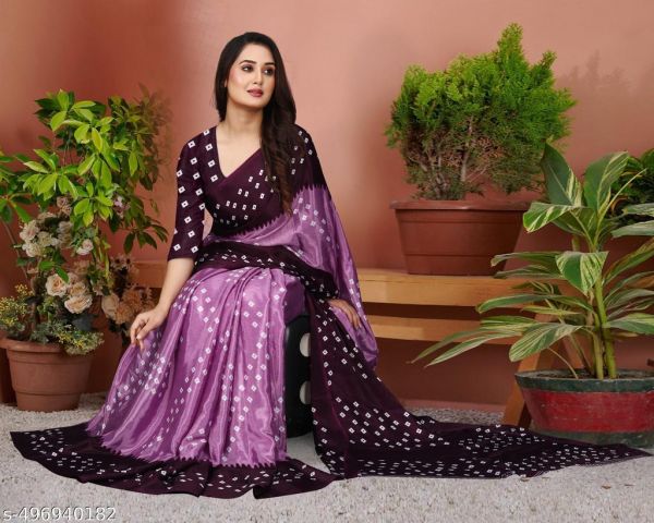 Best Chiffon Silk Bandhani Daily Wear Saree