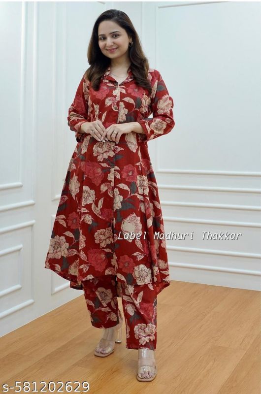 Bhakti Fashion Stylish Printed Womens Kurta With Pant Set Co Ord Set Colorful Abstract Print Trendy Comfortable Printed Kurta Pant Set For Women Latest Design Co Ord Set