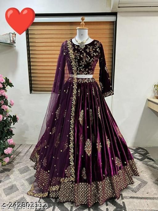 Bridal Wear Velvet Embroidred Lehenga Choli