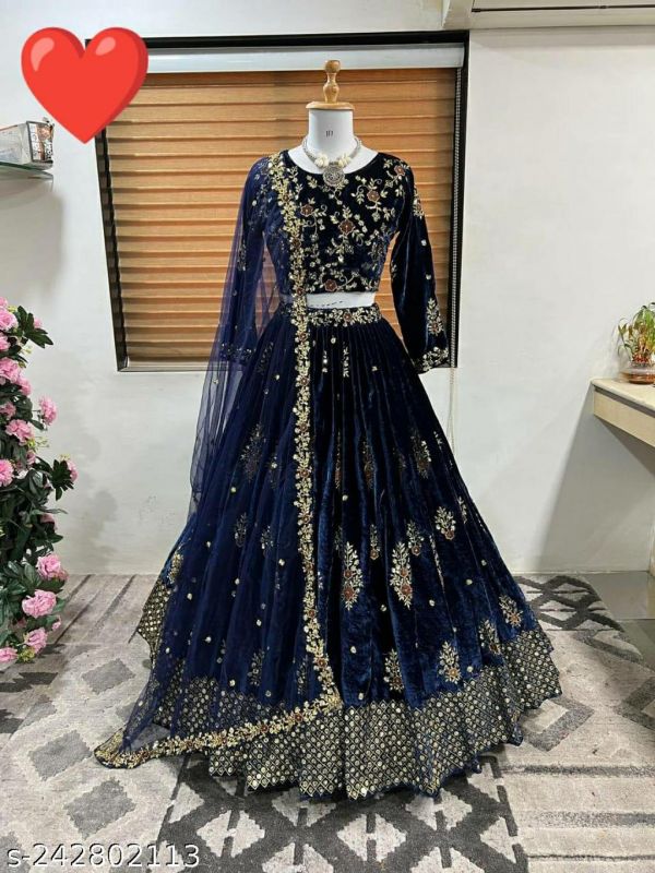 Bridal Wear Velvet Embroidred Lehenga Choli