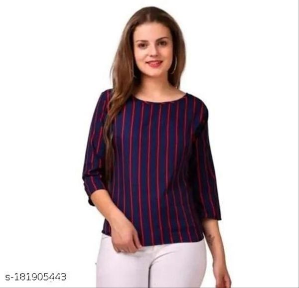 Crepe Red Lining Royal Blue Light Weight Top