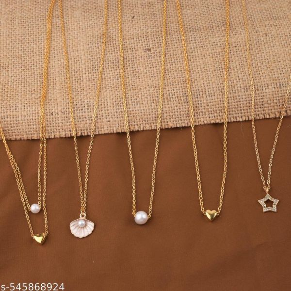 Elegant Pearl & Stone Necklace Combo Pack of 5