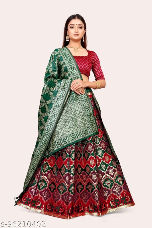 Green Maroon Banarasi Designer Lehenga Choli