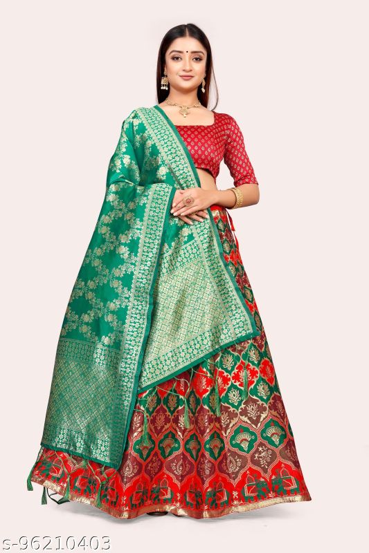 Green Red Banarasi Designer Lehenga Choli