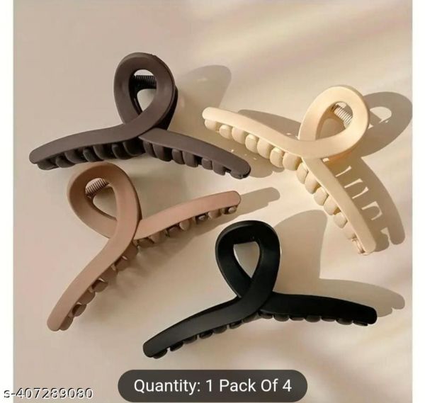 Hair claw t shape jaw clip matte big Korean fancy hair clutcher pack of 4