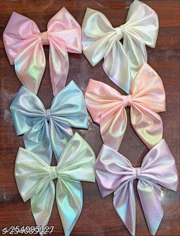 Hair Clips Bow for Girls and Women Pack of 6 (Assorted Design)