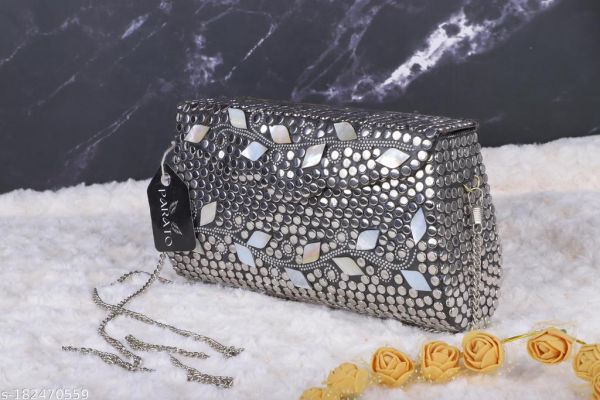 Handmade Silver Stylish Metal Bag Sheep Flower Style