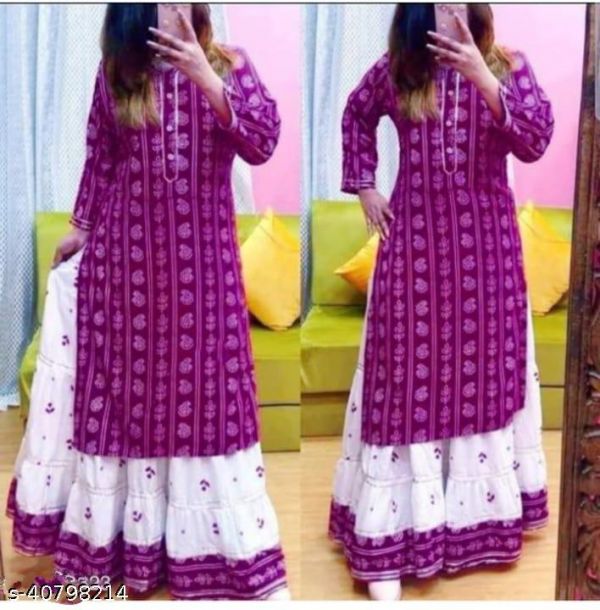 Latestpritned High Damandable Kurti With Skirt