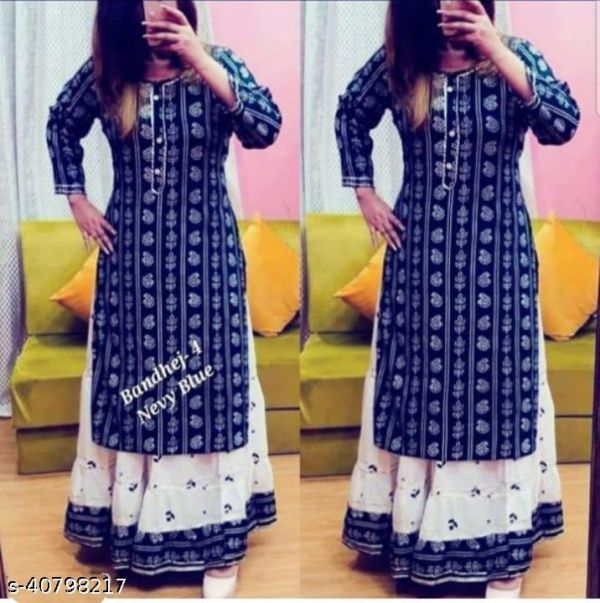 Latestpritned High Damandable Kurti With Skirt