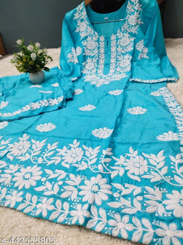 Modal Chikankari Kurti And Plazoo
