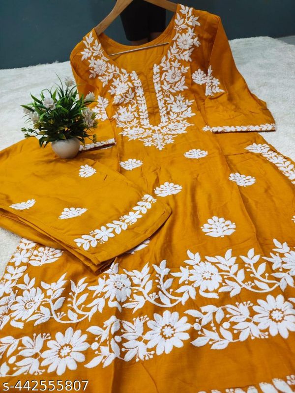 Modal Chikankari Kurti And Plazoo