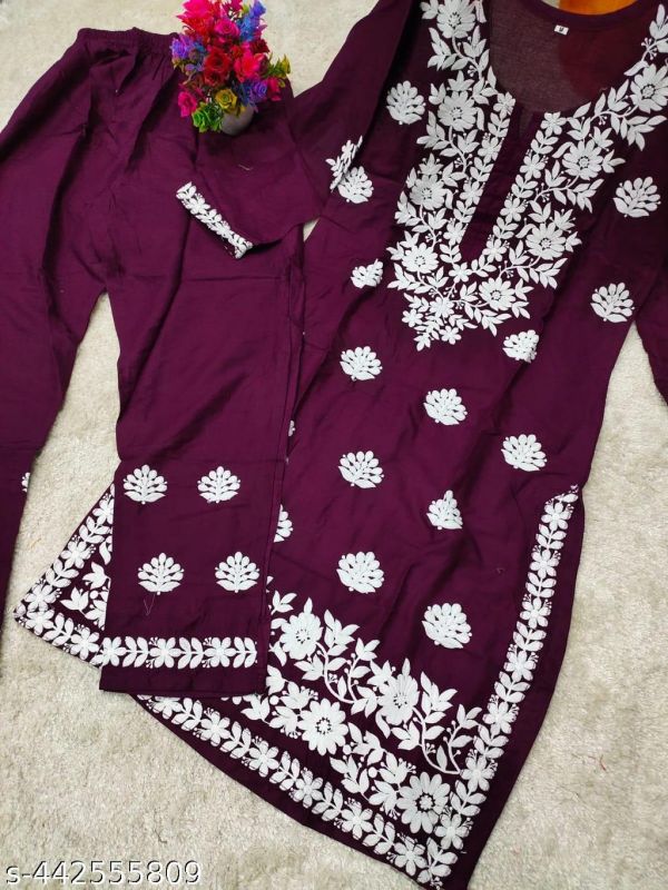 Modal Chikankari Kurti And Plazoo