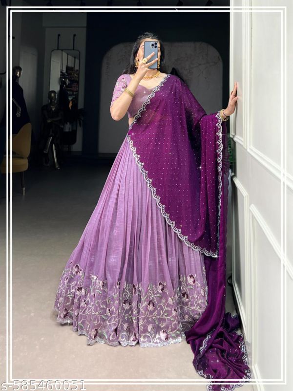 New Latest Embroidery Lehengha Choli With Embroidery Dupatta Separate Blouse Piece Without Stitch