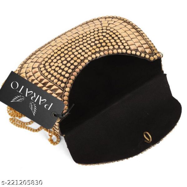 Parato Golden New Metal Style Woman Clutch Sling Bag Party Bag