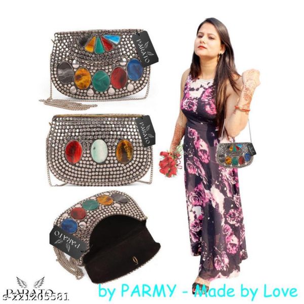 Parato S Rainbow New Metal Style Woman Clutch Sling Bag Party