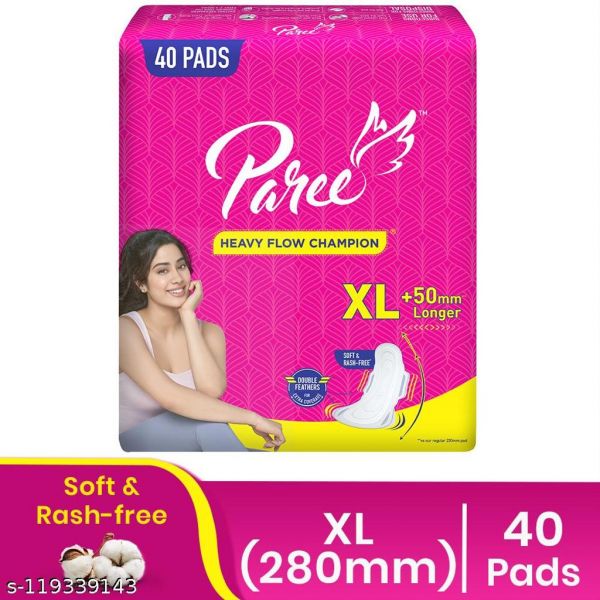 Paree Soft & Rash Free 280mm XL Sanitary Pads, With 3 Seconds Absorption For Heavy Flow - 40 Pads