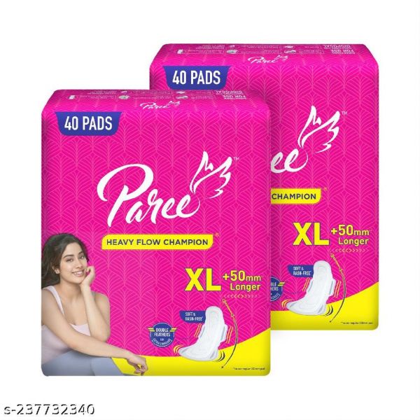 Paree Soft & Rash Free Sanitary Pads for Women|280mm XL- 40 + 40 Pads (Combo of 2) 80 Pads