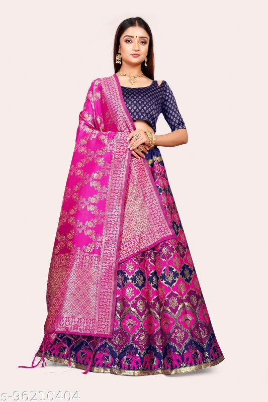 Pink Blue Banarasi Designer Lehenga Choli