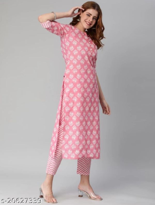 Pink Women's Kurta Pants Set