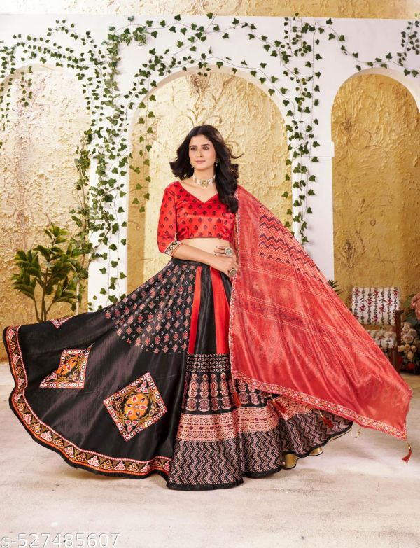 Printed Machine Heavy Zari Satin Silk Ladies Lehenga Choli