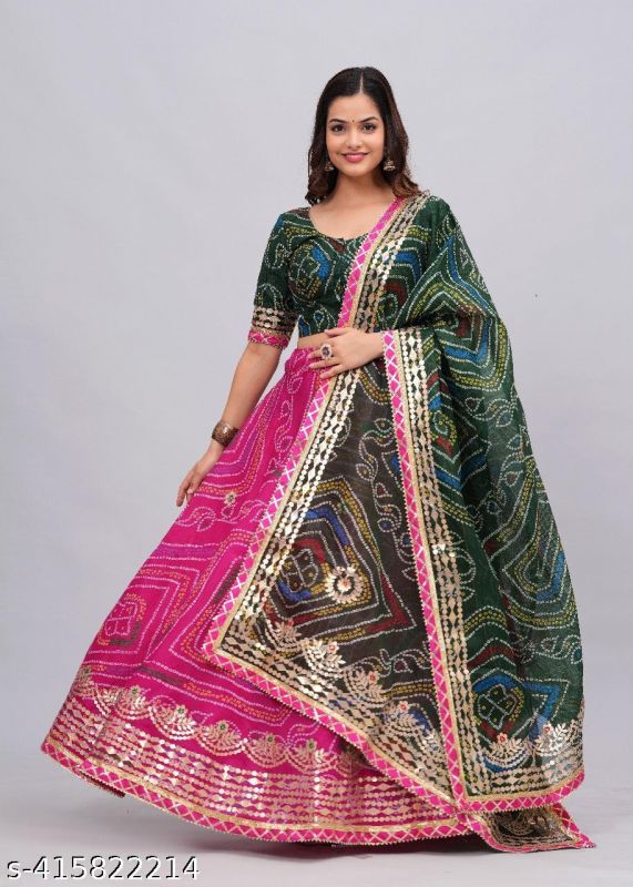 Rajasthani Women Kota Doria Lehenga With Heavy Aari Work