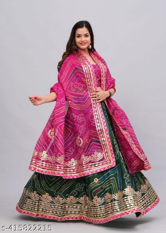 Rajasthani Women Kota Doria Lehenga With Heavy Aari Work